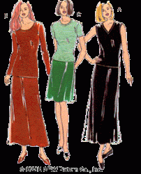 2619 KWIK SEW STRETCH KNIT A-SKIRT, TOPS PATTERN XS-XL UNCUT